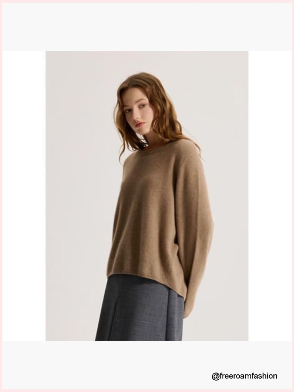 Loose Fit 7-Gauge Cashmere Crewneck Sweater Pullover Undyed Eco-Friendly - Picture 5 of 7